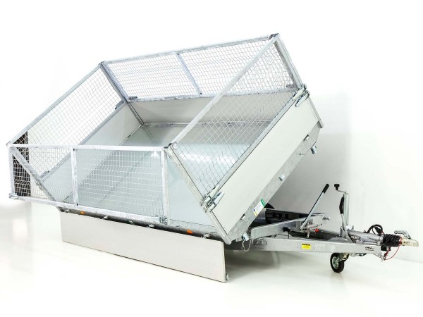 Dreiseitenkipper Eduard 180x330cm 3,5 t| E+Not Handpumpe|Rampen|Stützen|Gitter 70cm